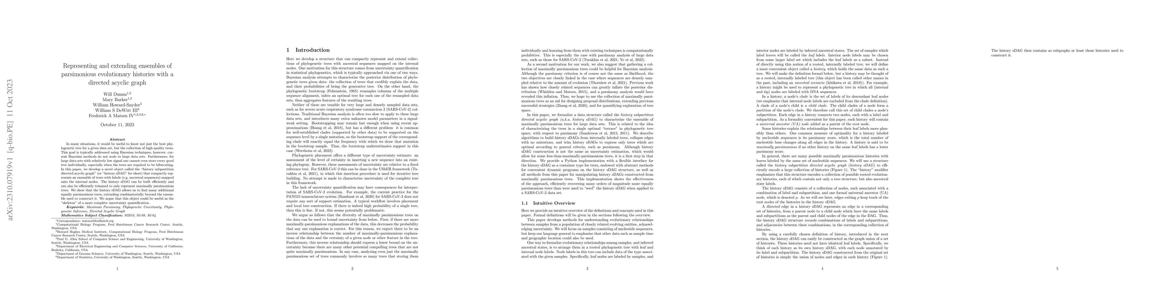 Thumbnail for Representing and extending ensembles of parsimonious evolutionary
  histories with a directed acyclic graph