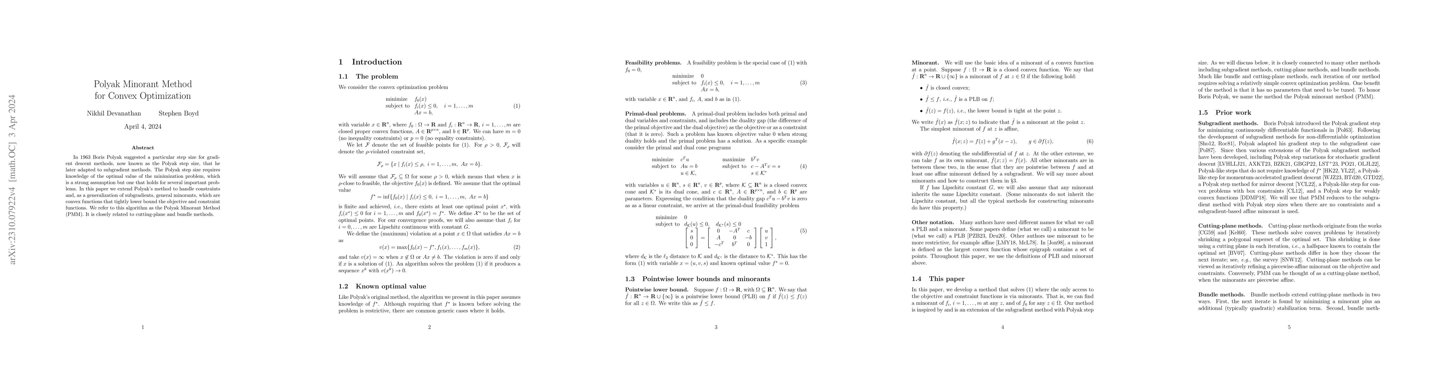Thumbnail for Polyak Minorant Method for Convex Optimization