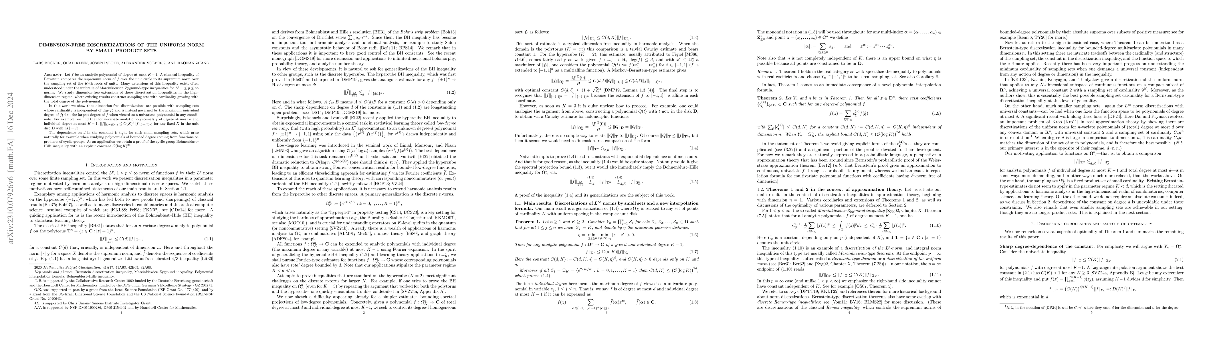 Thumbnail for Dimension-free Remez Inequalities and norm designs