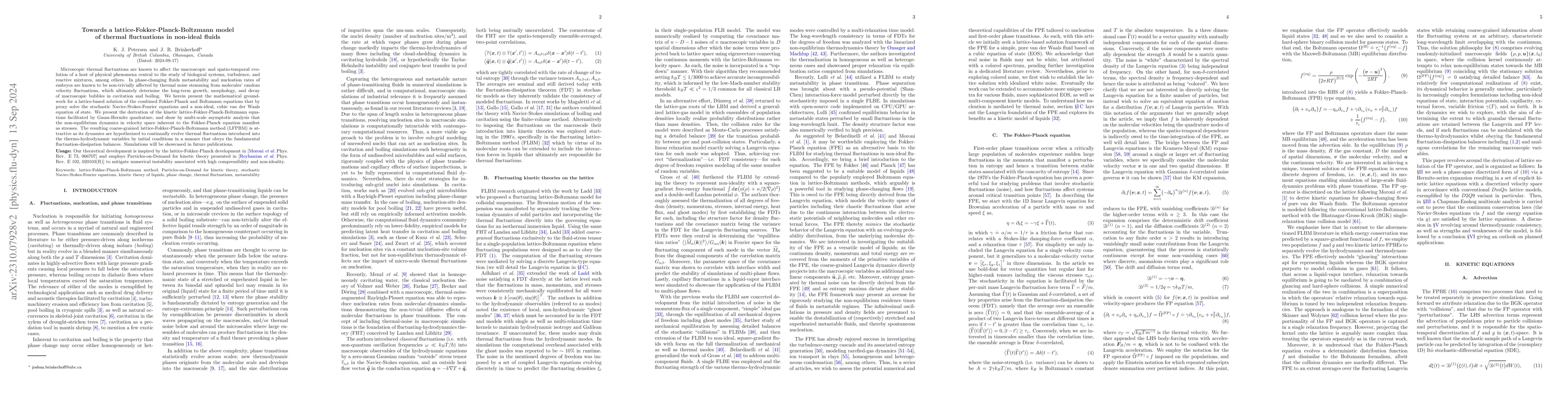 Thumbnail for Towards a lattice-Fokker-Planck-Boltzmann method for simulating thermal
  noise in compressible phase-changing fluids