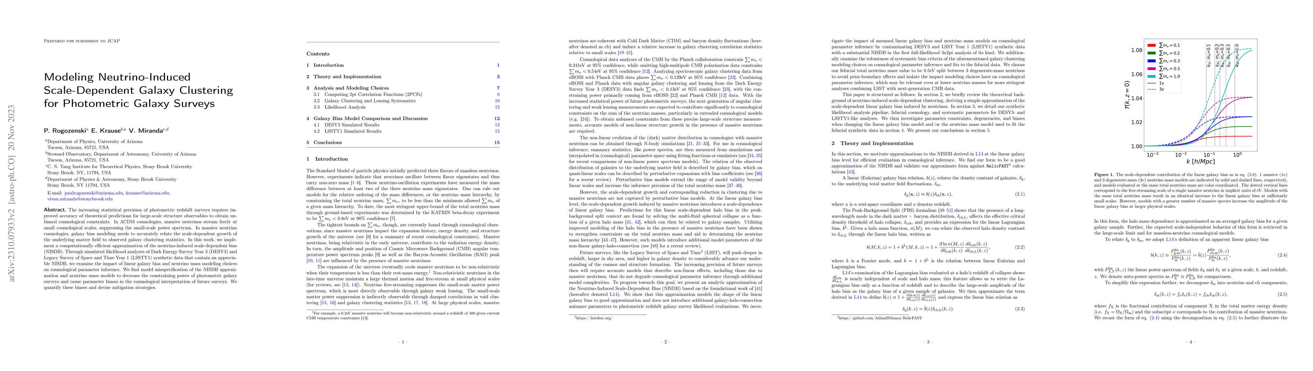 Thumbnail for Modeling Neutrino-Induced Scale-Dependent Galaxy Clustering for
  Photometric Galaxy Surveys