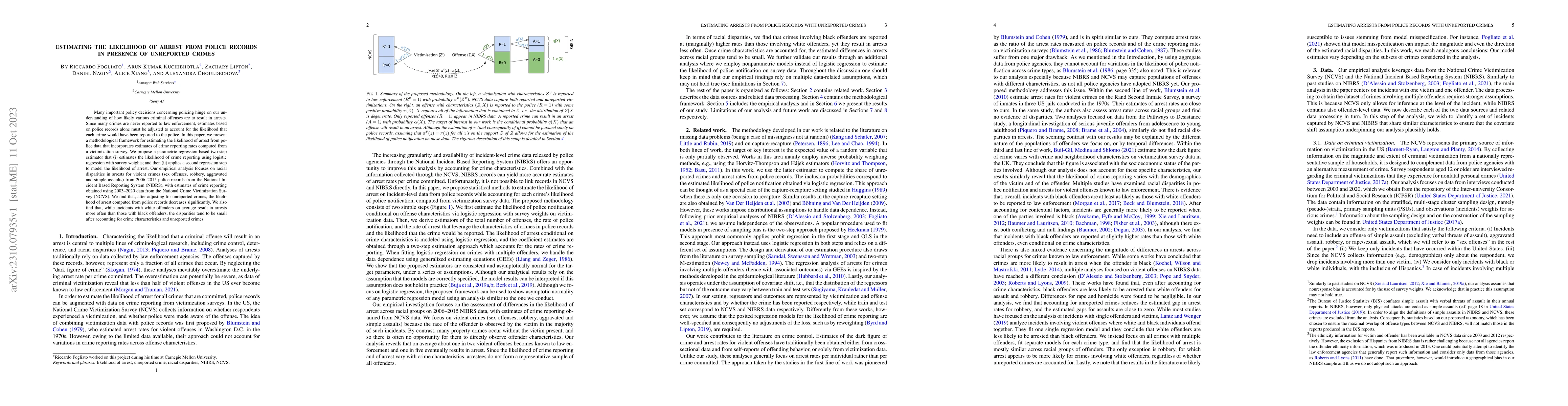 Thumbnail for Estimating the Likelihood of Arrest from Police Records in Presence of
  Unreported Crimes