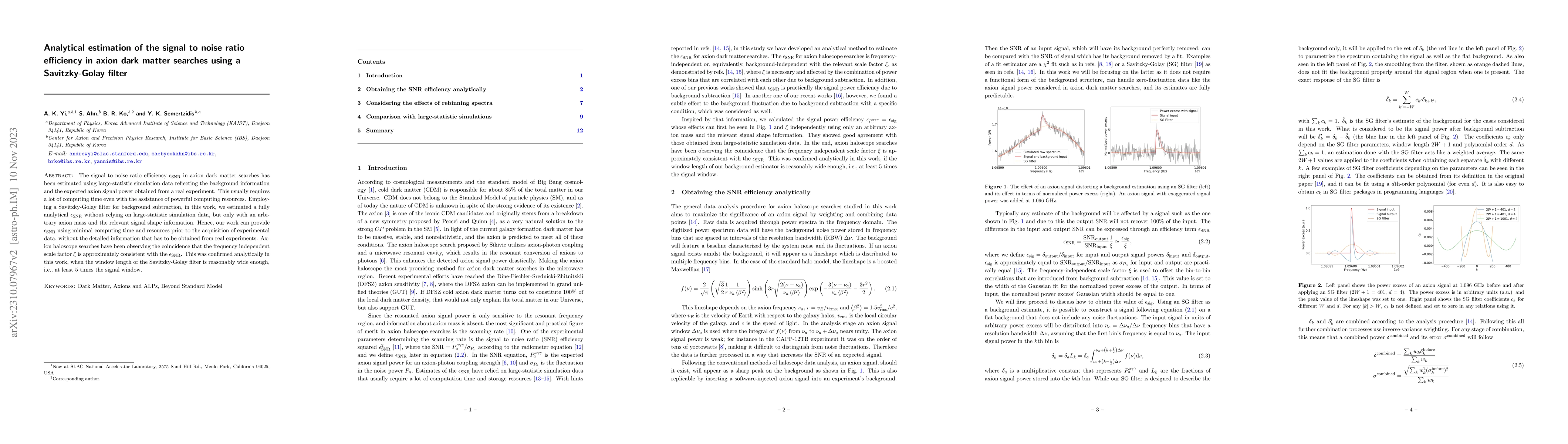 Thumbnail for Analytical estimation of the signal to noise ratio efficiency in axion
  dark matter searches using a Savitzky-Golay filter