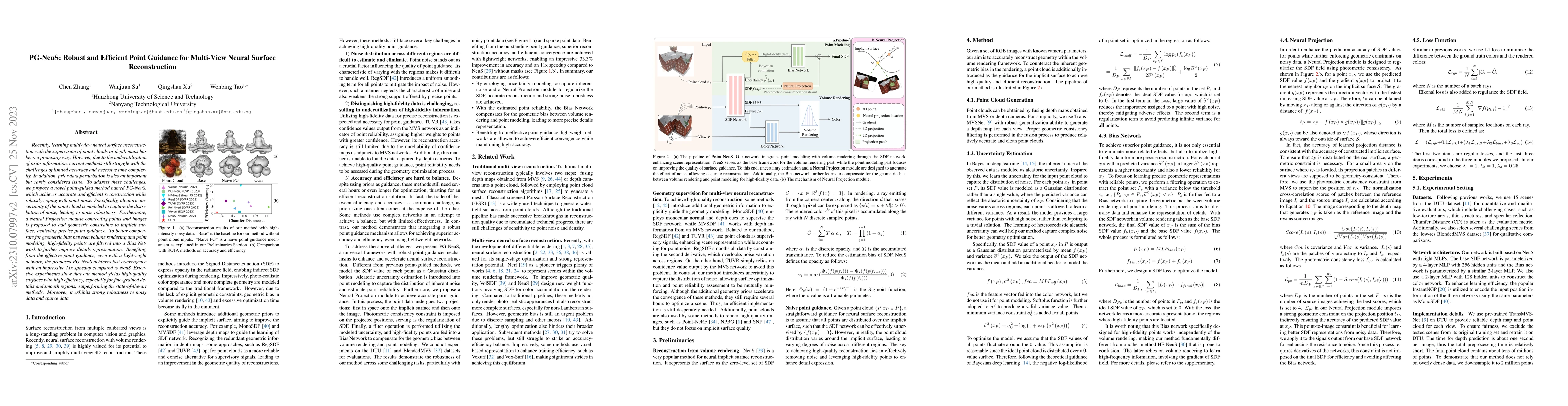 Thumbnail for PG-NeuS: Robust and Efficient Point Guidance for Multi-View Neural
  Surface Reconstruction