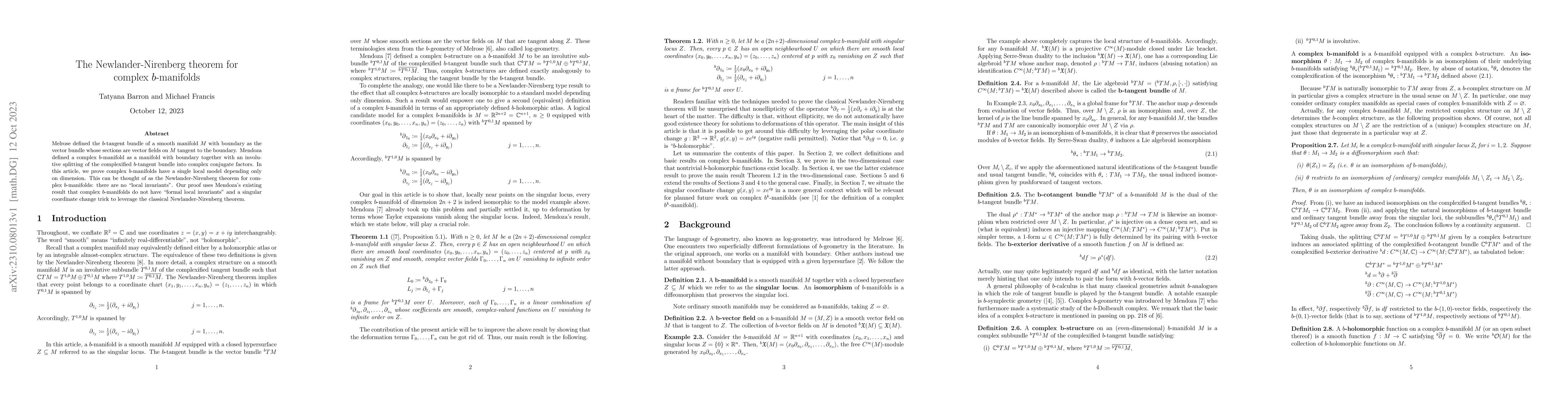 Thumbnail for The Newlander-Nirenberg theorem for complex $b$-manifolds