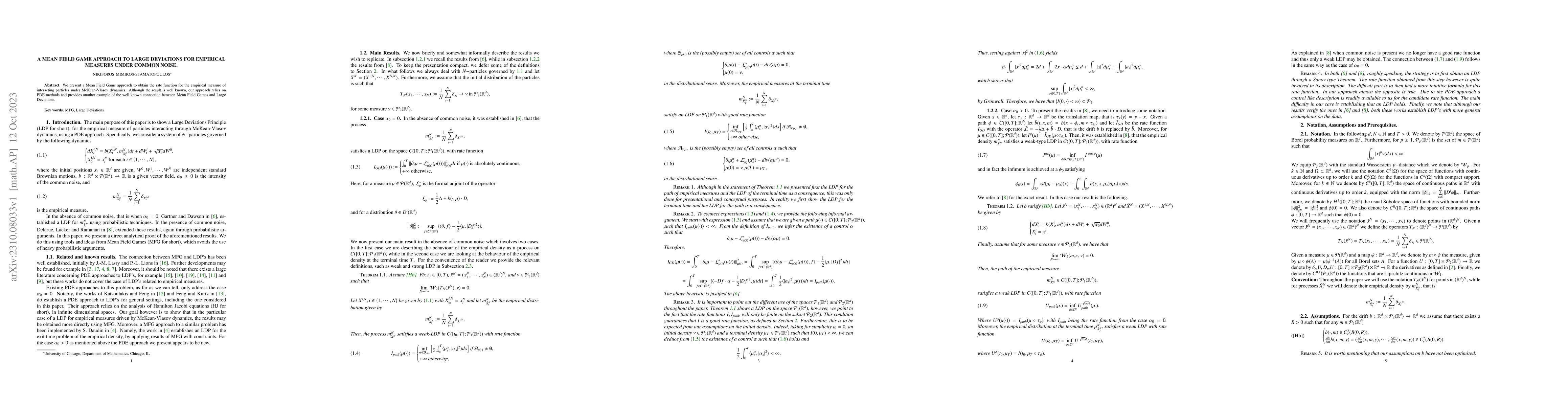 Thumbnail for A Mean Field Game approach to Large Deviations for empirical measures
  under common noise