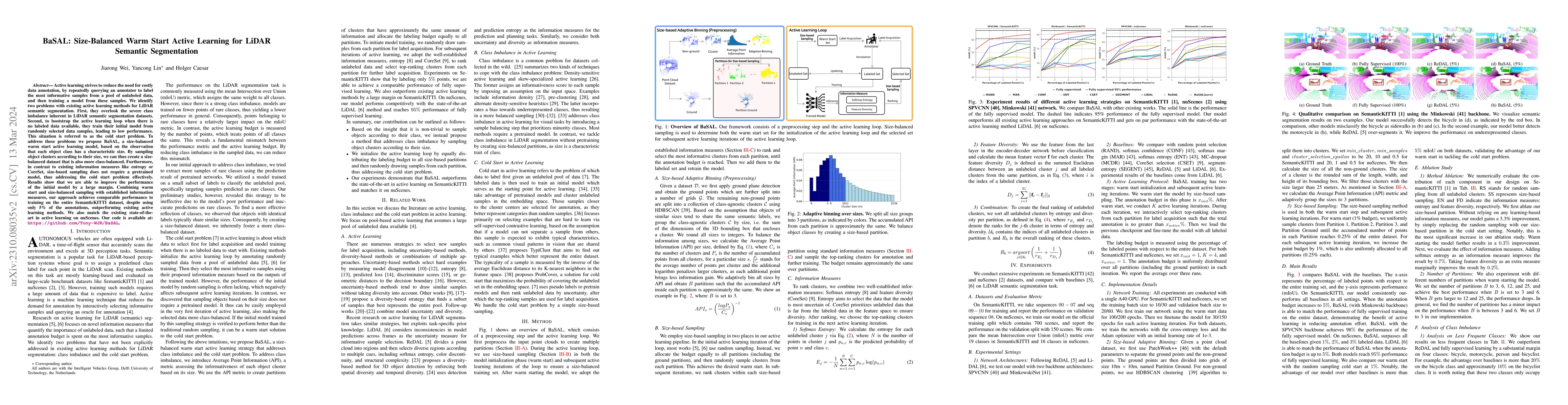 Thumbnail for BaSAL: Size-Balanced Warm Start Active Learning for LiDAR Semantic
  Segmentation