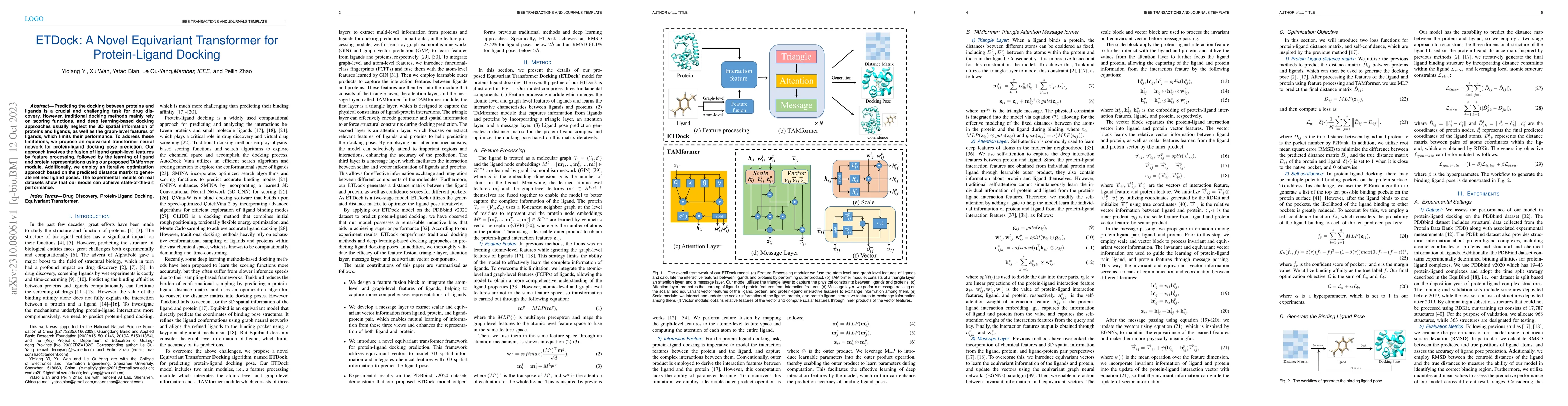 Thumbnail for ETDock: A Novel Equivariant Transformer for Protein-Ligand Docking