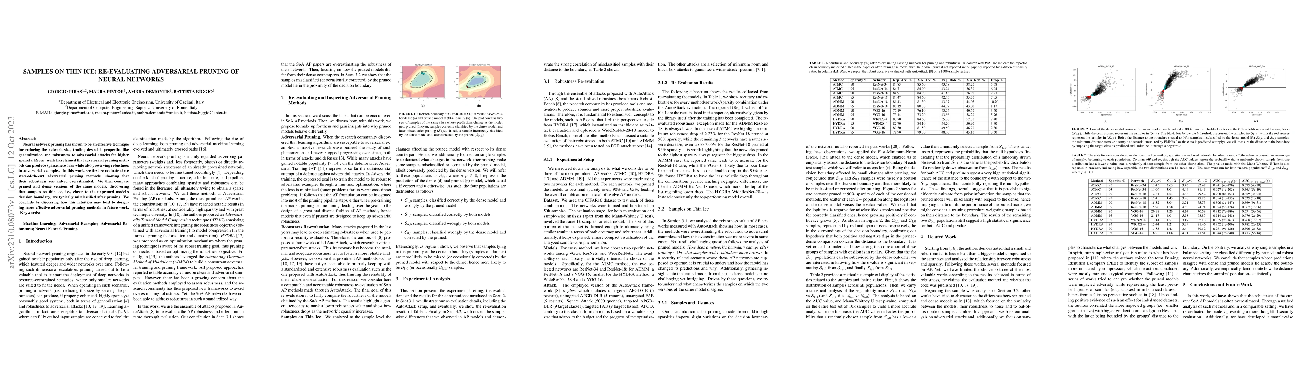 Thumbnail for Samples on Thin Ice: Re-Evaluating Adversarial Pruning of Neural
  Networks