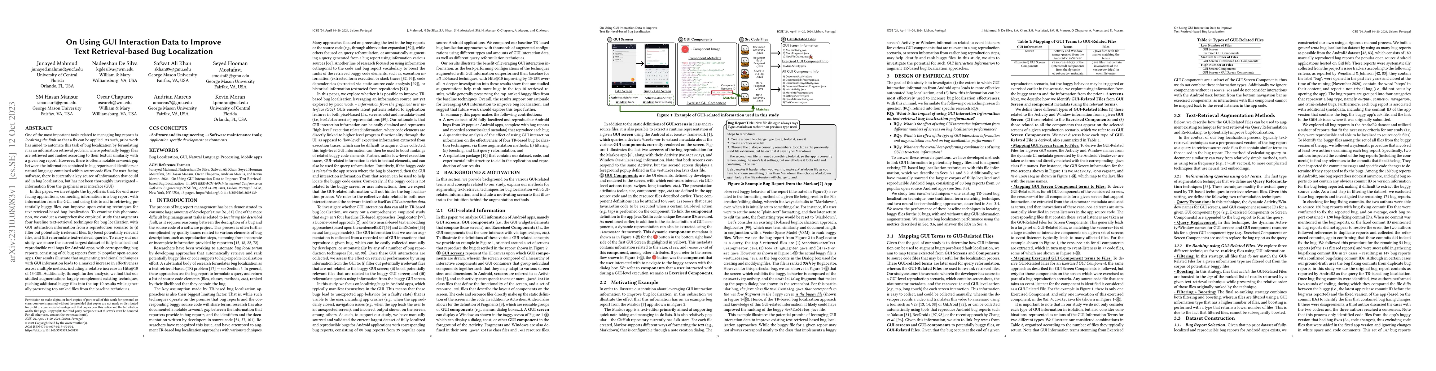 Thumbnail for On Using GUI Interaction Data to Improve Text Retrieval-based Bug
  Localization