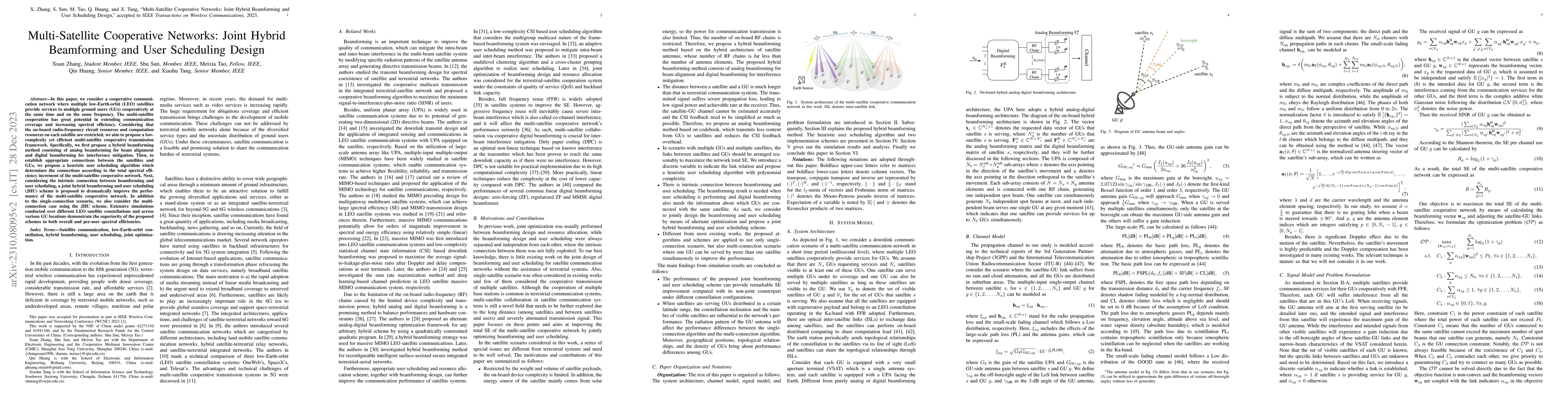 Thumbnail for Multi-Satellite Cooperative Networks: Joint Hybrid Beamforming and User
  Scheduling Design