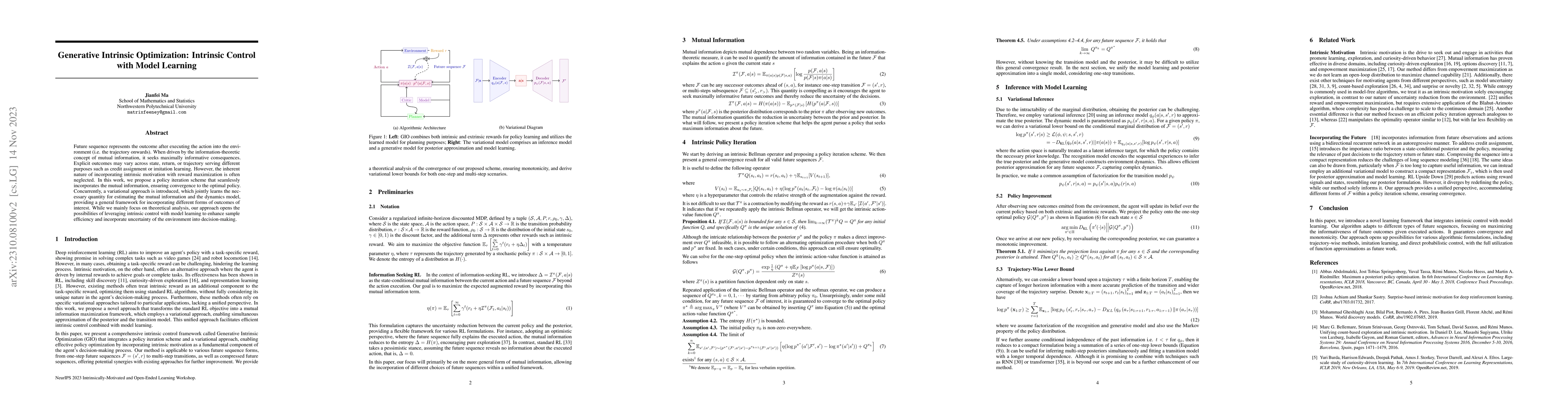 Thumbnail for Generative Intrinsic Optimization: Intrinsic Control with Model Learning