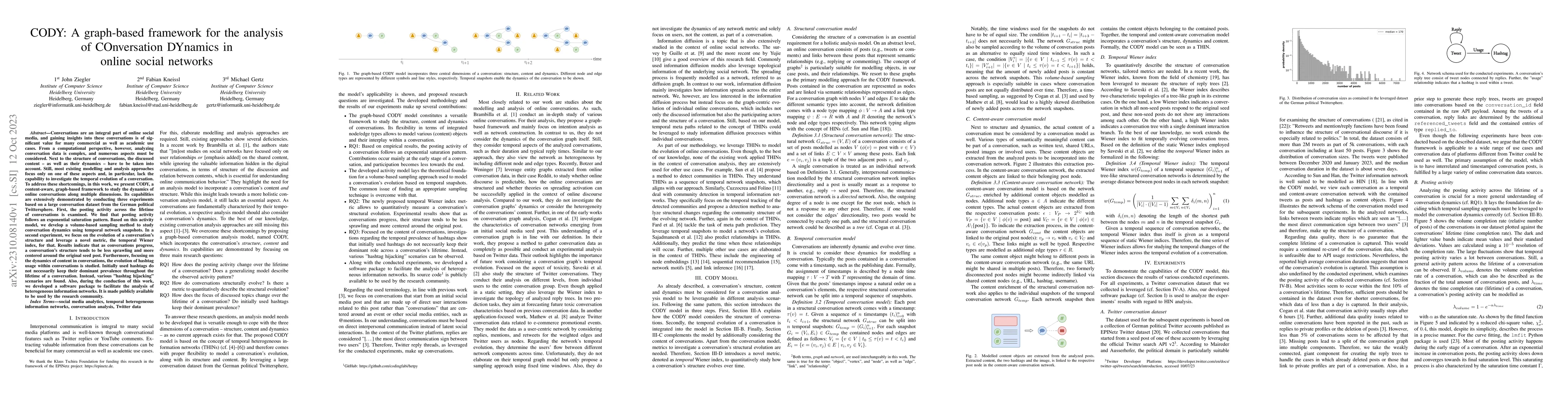 Thumbnail for CODY: A graph-based framework for the analysis of COnversation DYnamics
  in online social networks
