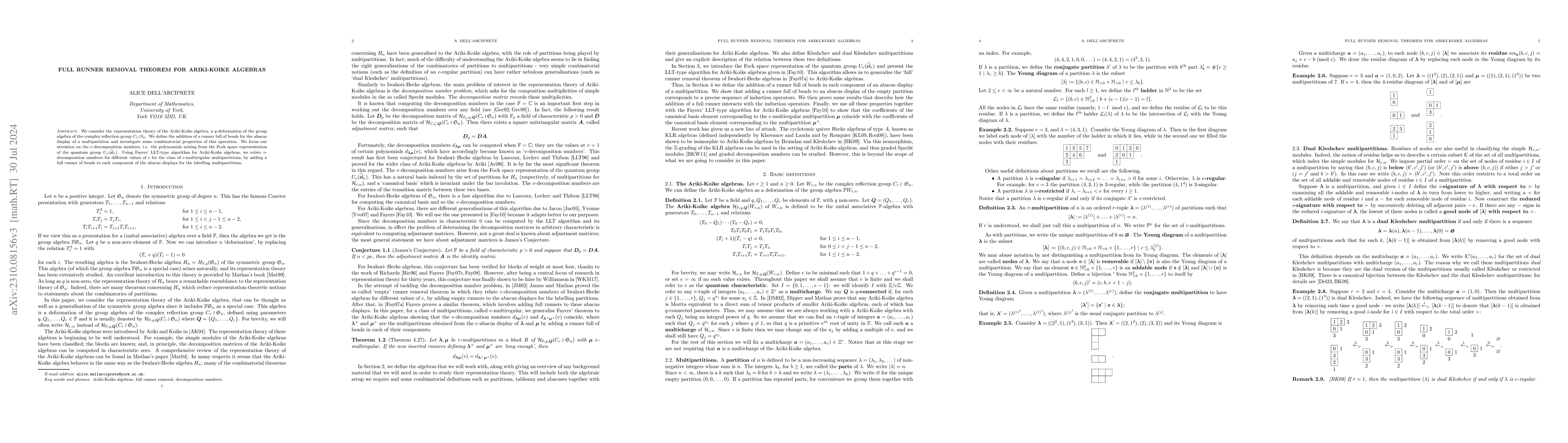 Thumbnail for Full runner removal theorem for Ariki-Koike algebras