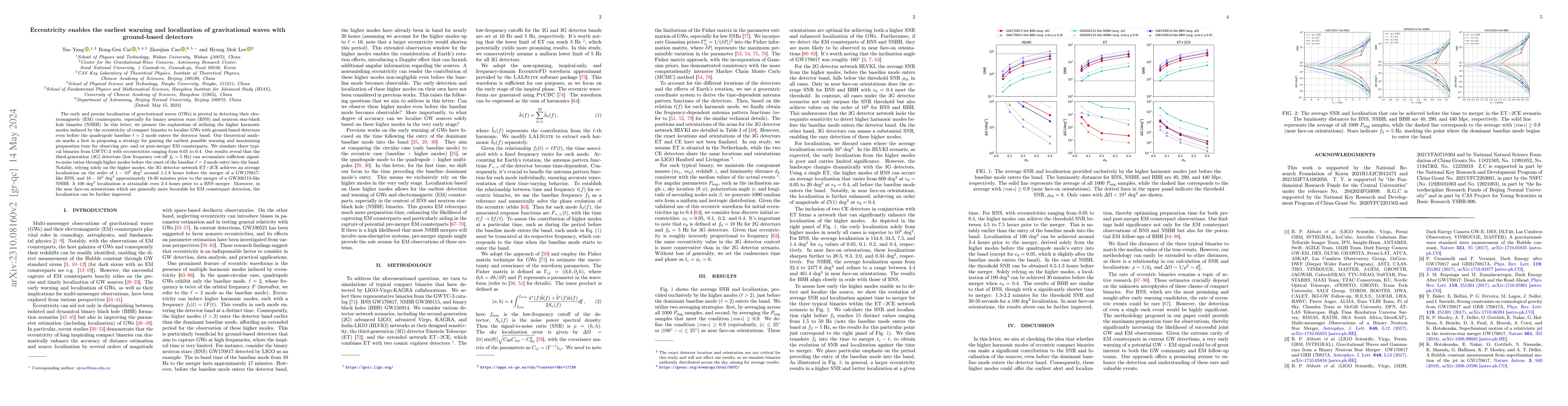 Thumbnail for Eccentricity enables the earliest warning and localization of
  gravitational waves with ground-based detectors
