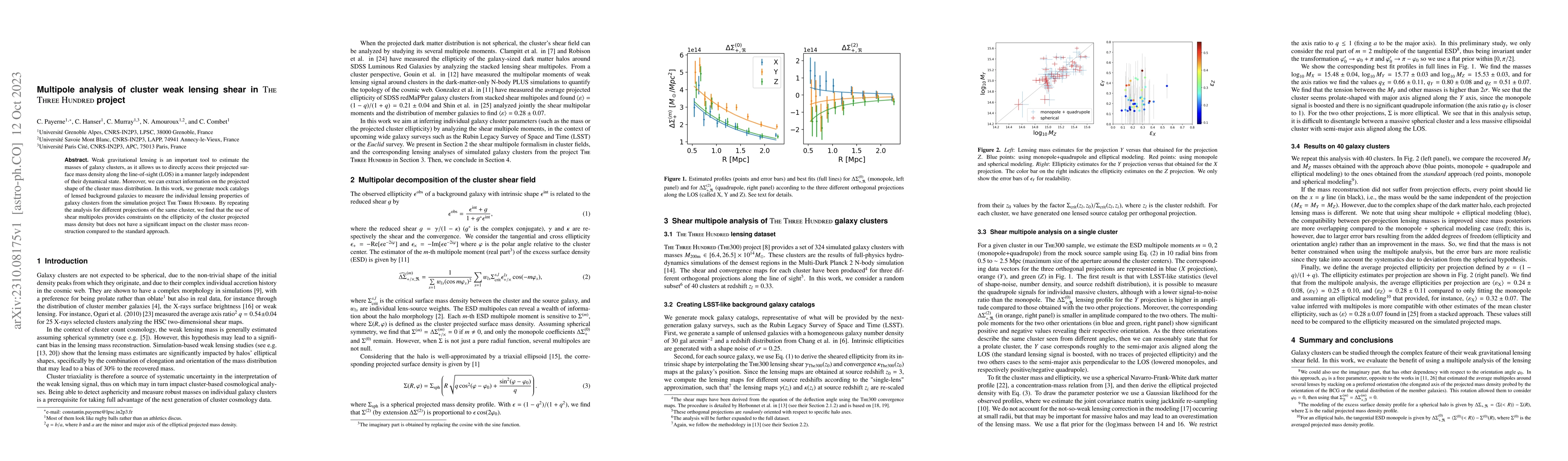 Thumbnail for Multipole analysis of cluster weak lensing shear in The Three Hundred
  project