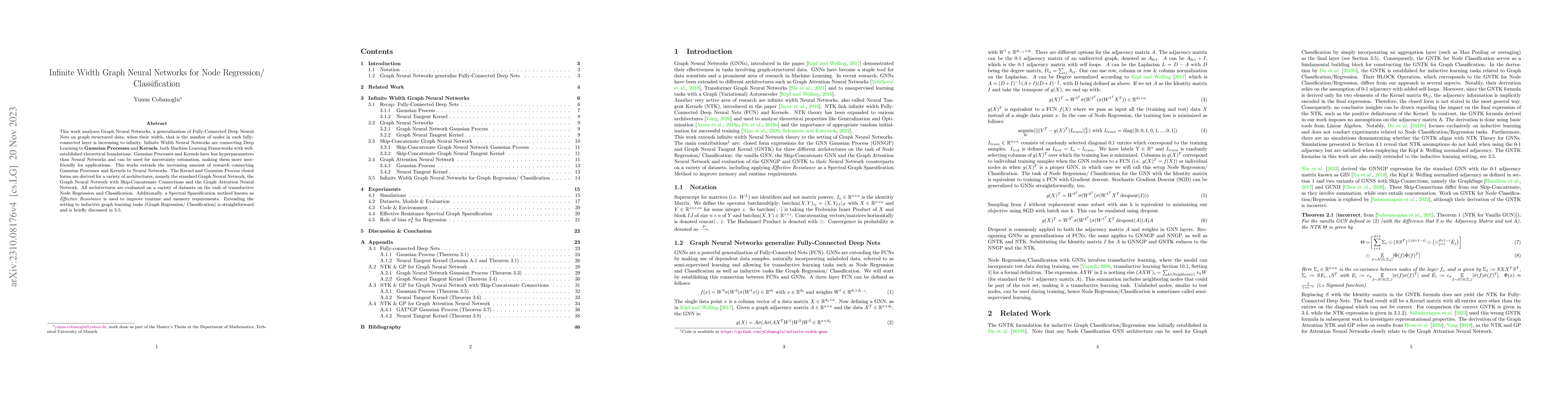 Thumbnail for Infinite Width Graph Neural Networks for Node Regression/ Classification