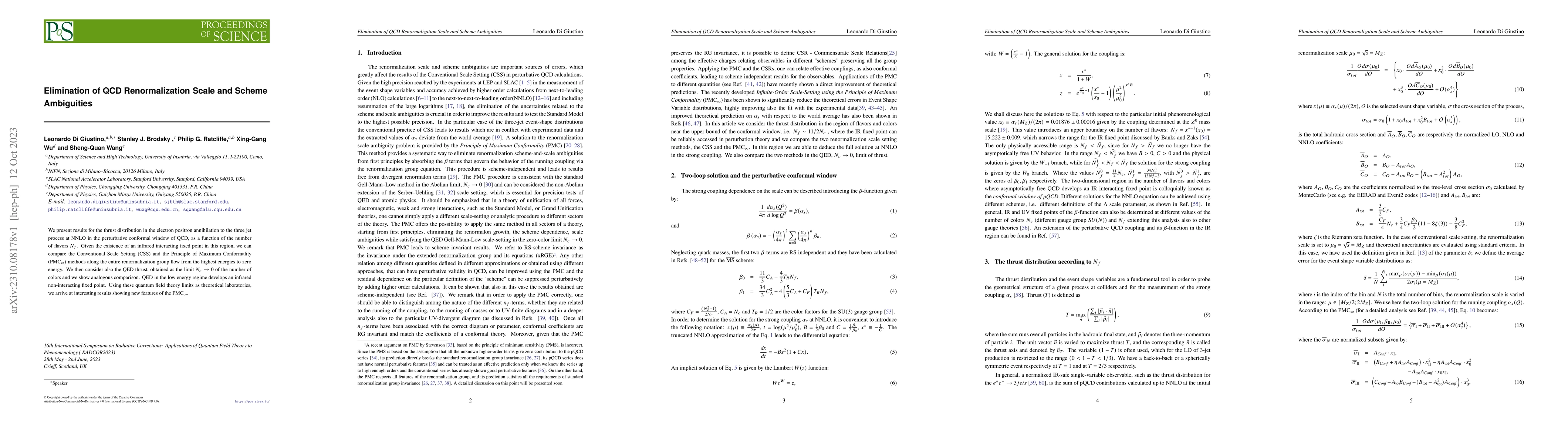 Thumbnail for Elimination of QCD Renormalization Scale and Scheme Ambiguities