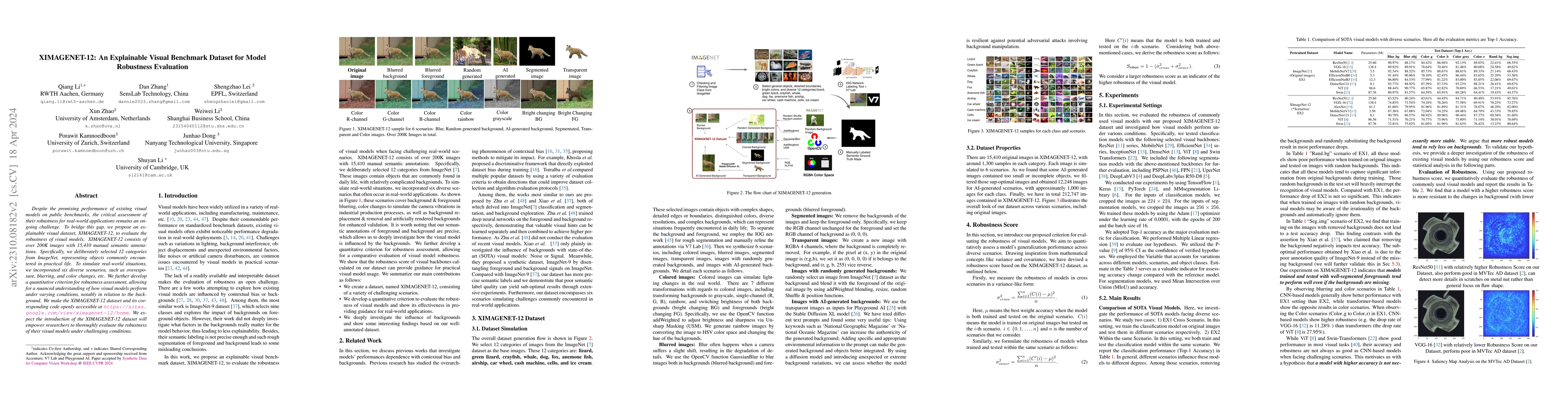 Thumbnail for XIMAGENET-12: An Explainable AI Benchmark Dataset for Model Robustness
  Evaluation