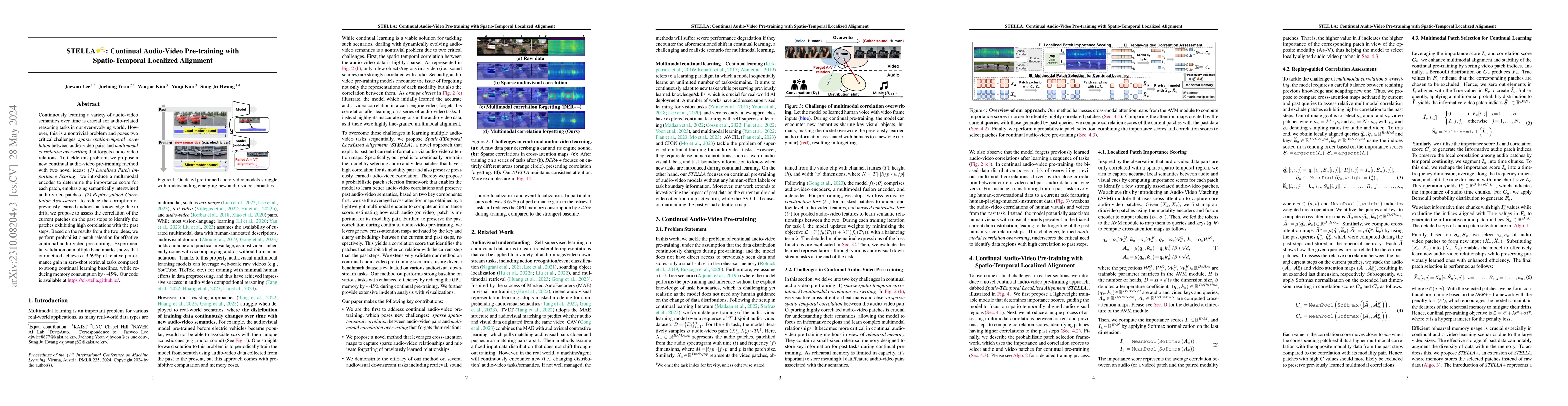 Thumbnail for STELLA: Continual Audio-Video Pre-training with Spatio-Temporal
  Localized Alignment