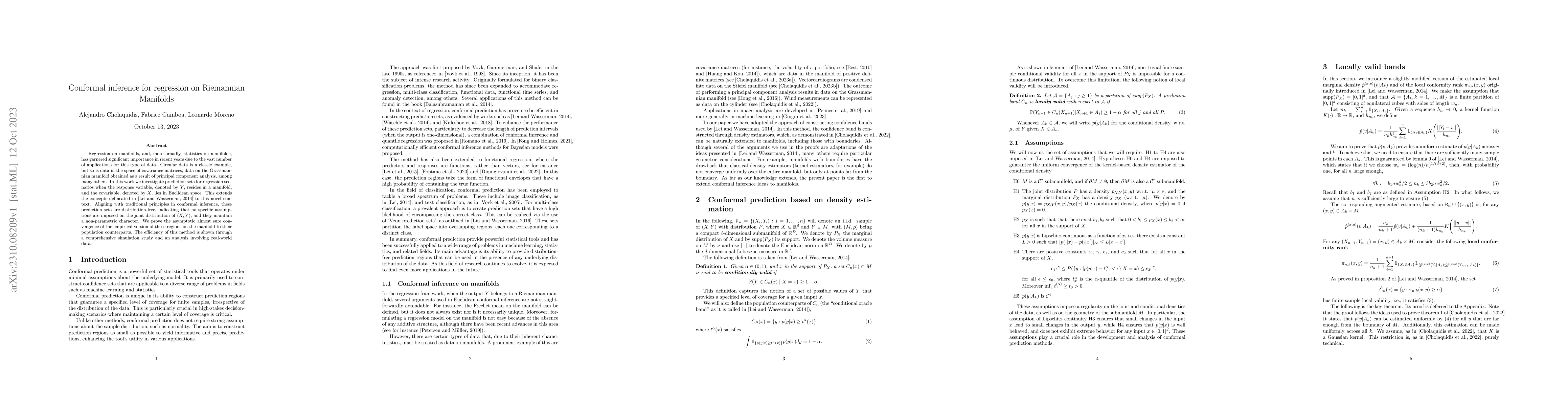 Thumbnail for Conformal inference for regression on Riemannian Manifolds