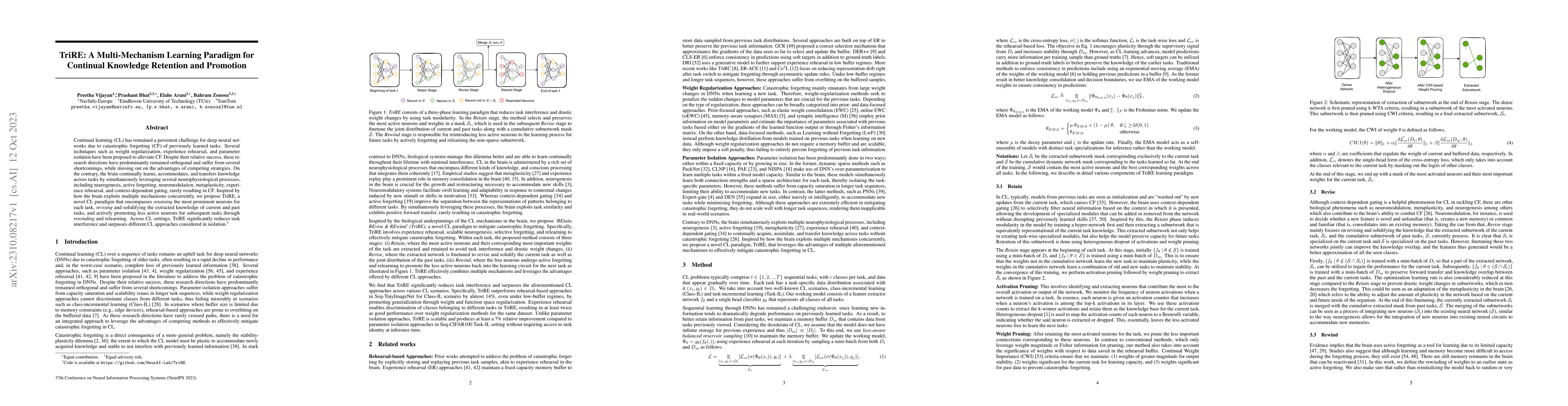Thumbnail for TriRE: A Multi-Mechanism Learning Paradigm for Continual Knowledge
  Retention and Promotion