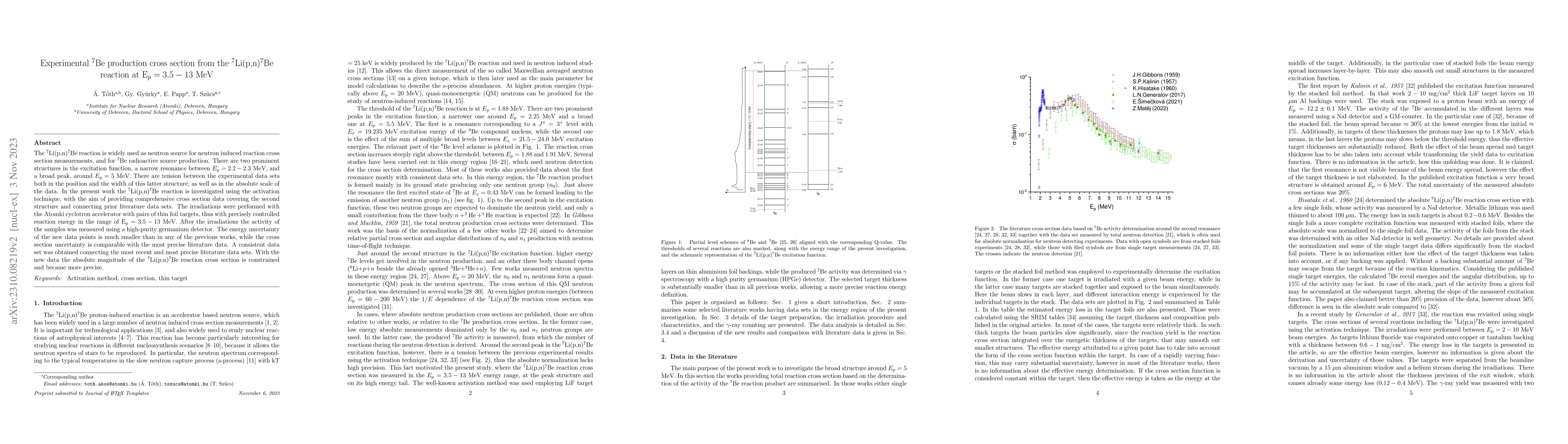 Thumbnail for Experimental $^7$Be production cross section from the $^7$Li(p,n)$^7$Be
  reaction at E$_p = 3.5-13$ MeV
