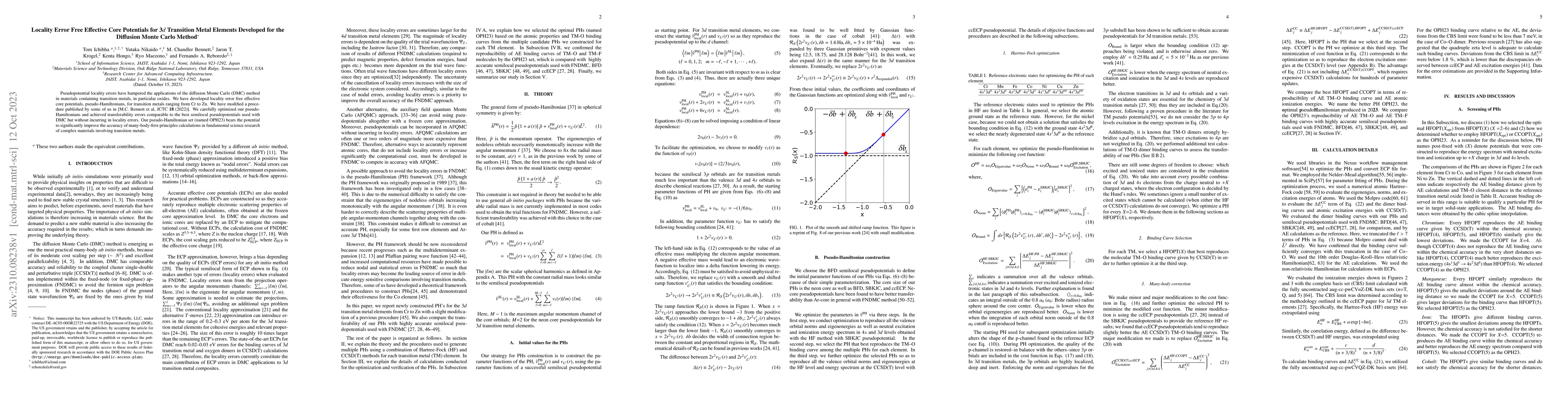 Thumbnail for Locality Error Free Effective Core Potentials for 3d Transition Metal
  Elements Developed for the Diffusion Monte Carlo Method