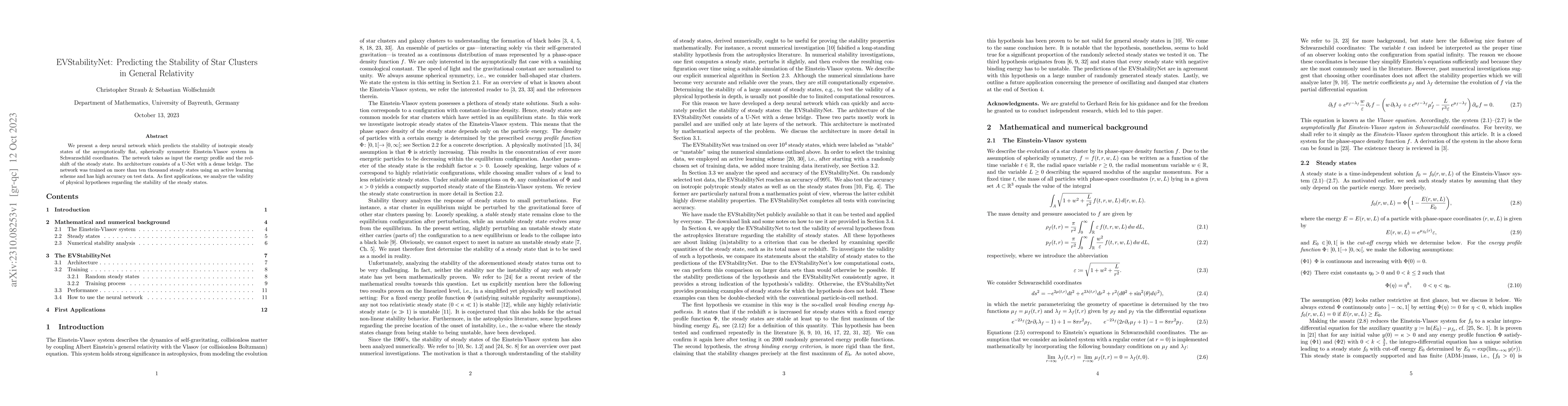 Thumbnail for EVStabilityNet: Predicting the Stability of Star Clusters in General
  Relativity