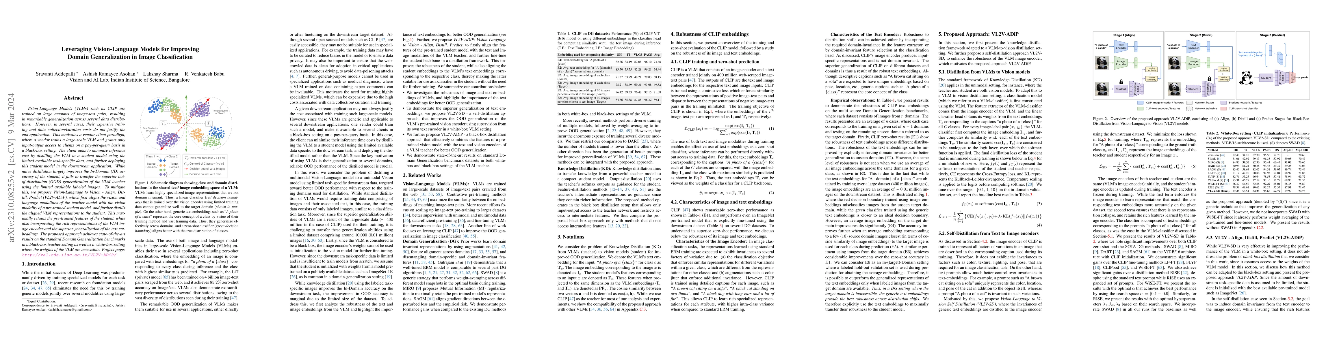 Thumbnail for Leveraging Vision-Language Models for Improving Domain Generalization in
  Image Classification