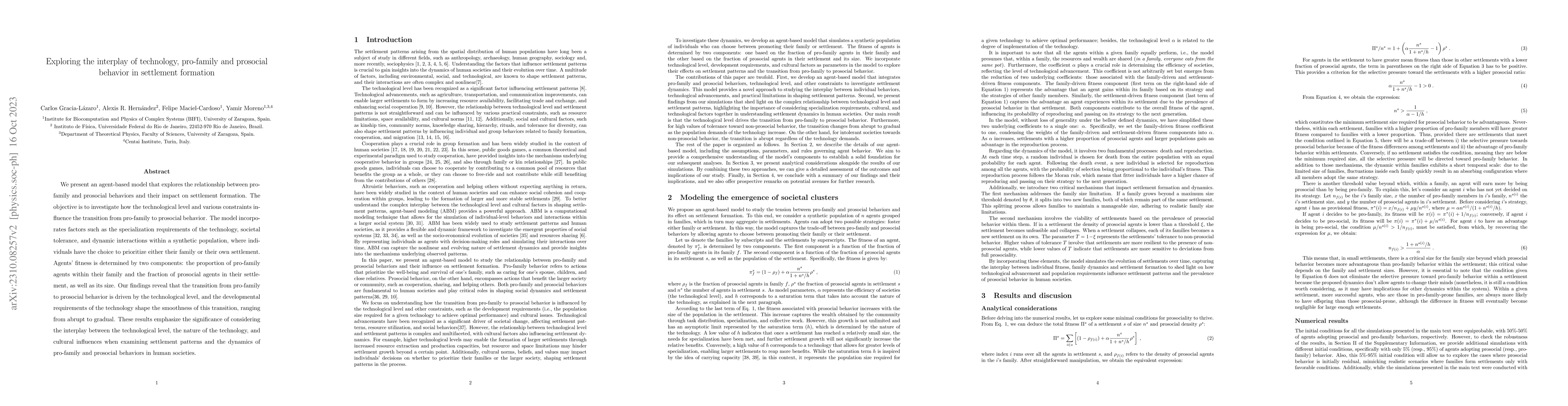 Thumbnail for Exploring the interplay of technology, pro-family and prosocial behavior
  in settlement formation
