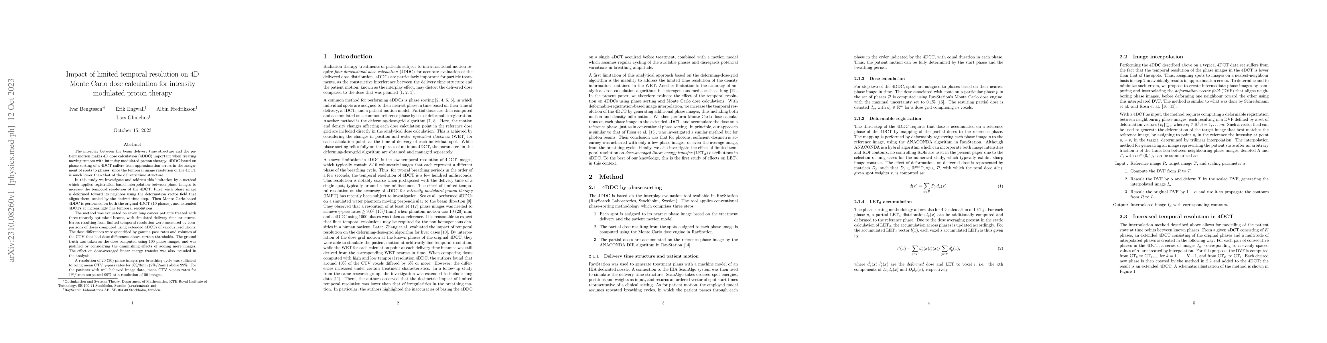 Thumbnail for Impact of limited temporal resolution on 4D Monte Carlo dose calculation
  for intensity modulated proton therapy