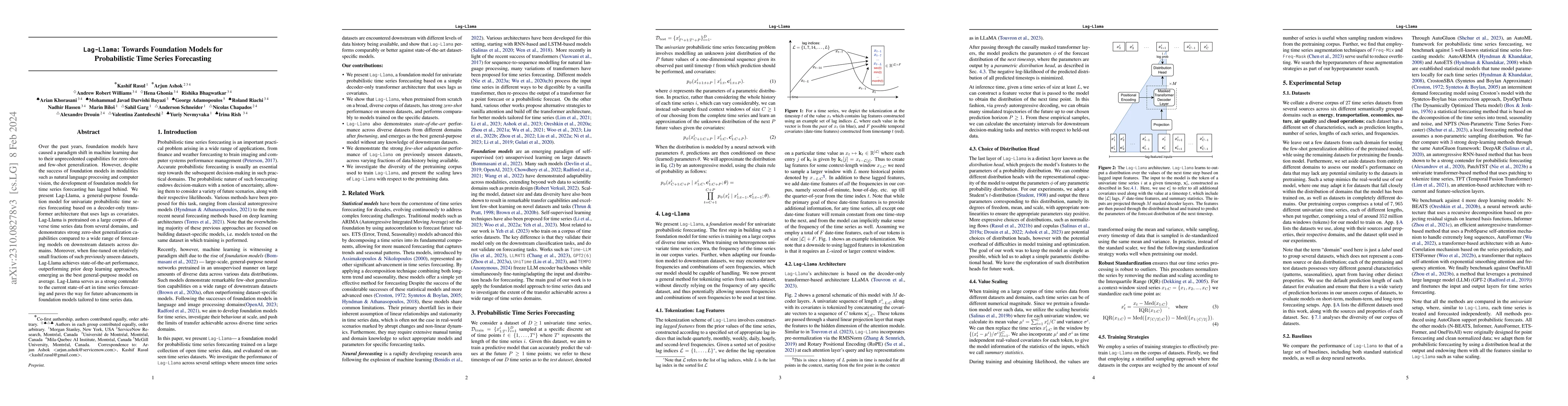Thumbnail for Lag-Llama: Towards Foundation Models for Probabilistic Time Series
  Forecasting