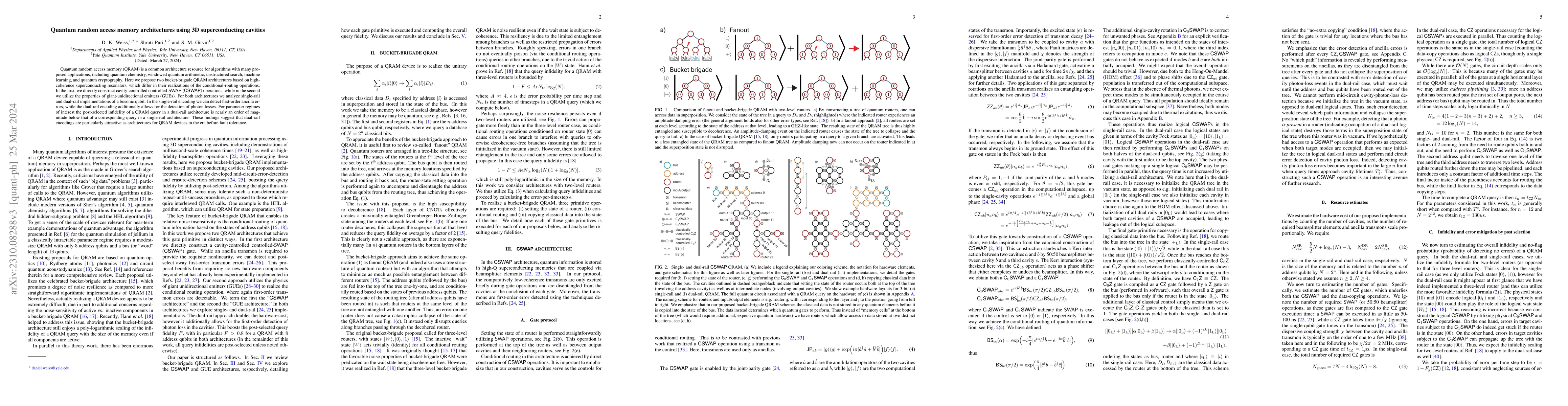 Thumbnail for Quantum random access memory architectures using superconducting
  cavities