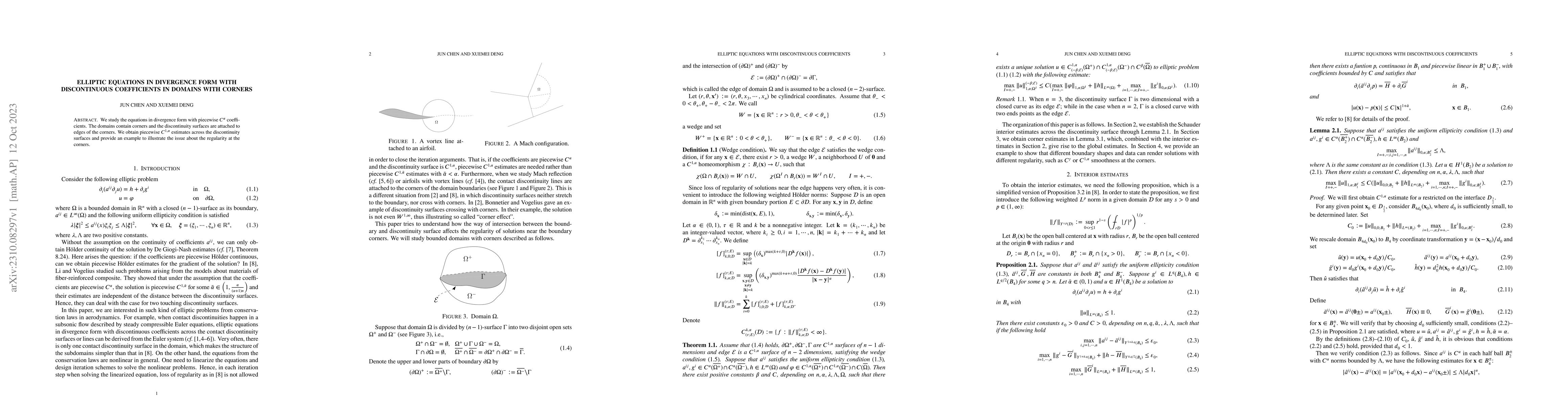 Thumbnail for Elliptic Equations in Divergence Form with Discontinuous Coefficients in
  Domains with Corners
