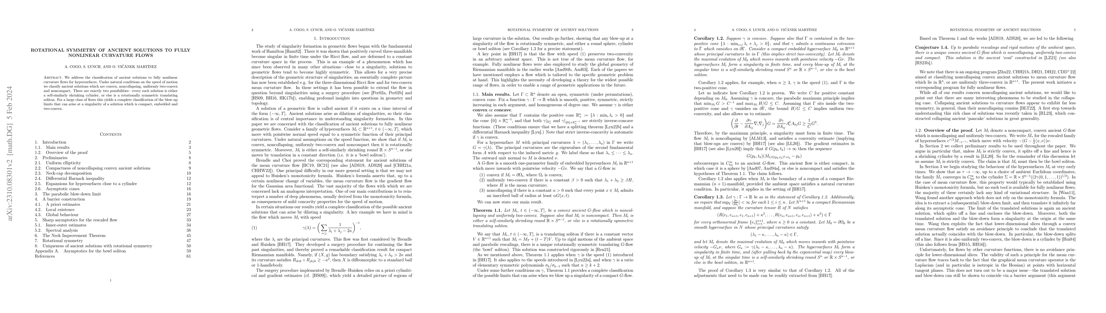 Thumbnail for Rotational symmetry of ancient solutions to fully nonlinear curvature
  flows