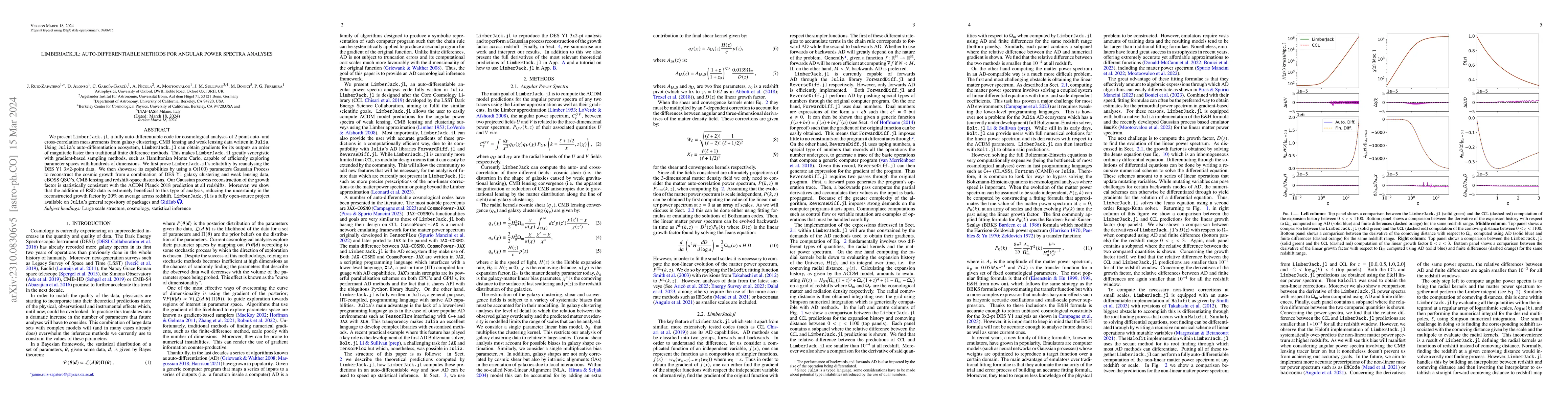 Thumbnail for LimberJack.jl: auto-differentiable methods for angular power spectra
  analyses