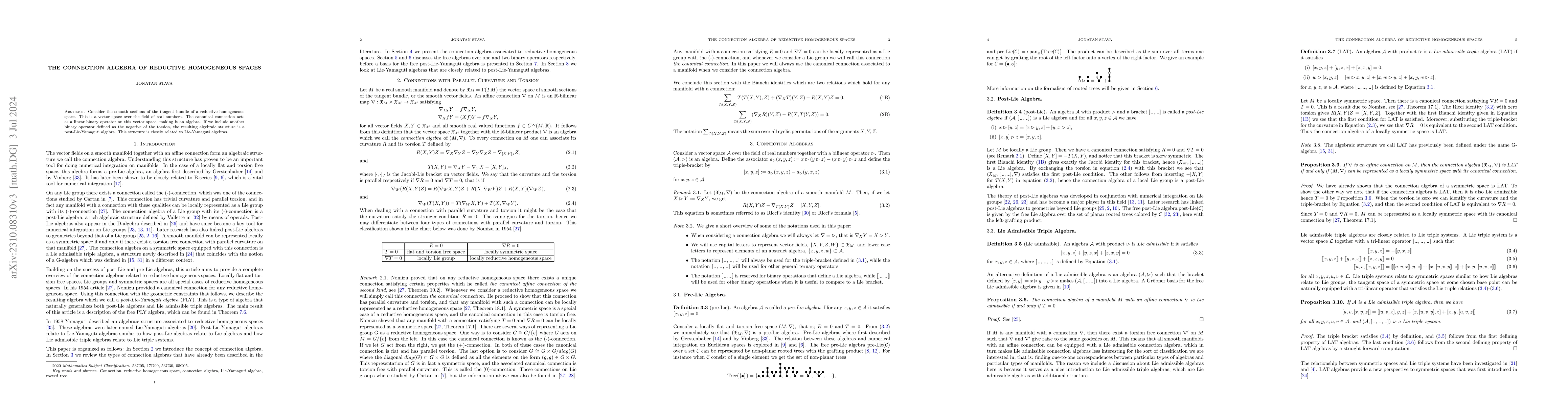 Thumbnail for The Connection Algebra of Reductive Homogeneous Spaces