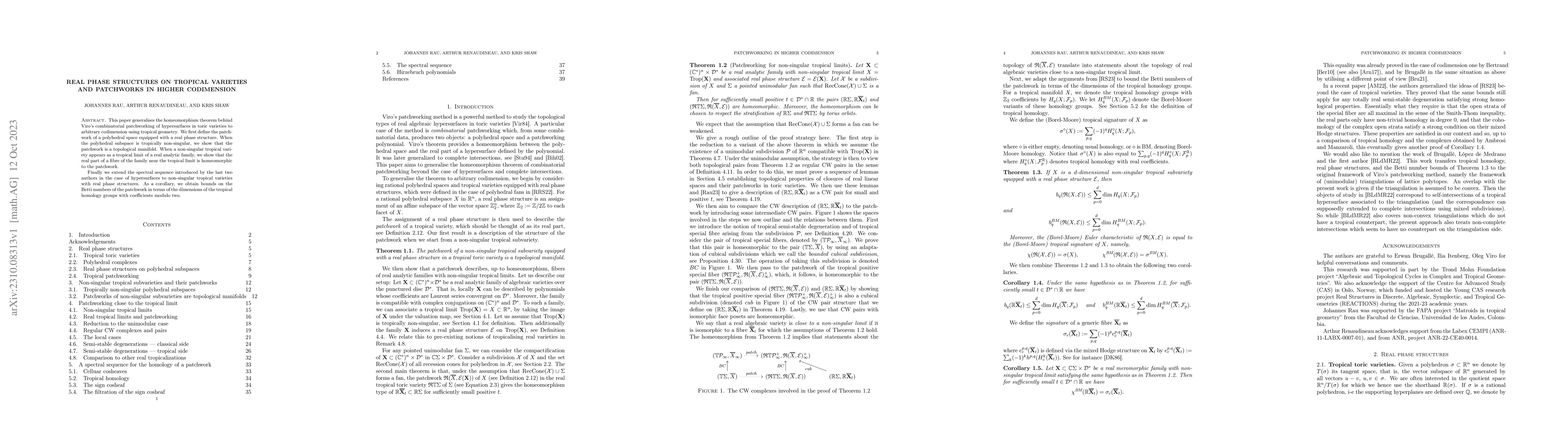 Thumbnail for Real phase structures on tropical manifolds and patchworks in higher
  codimension