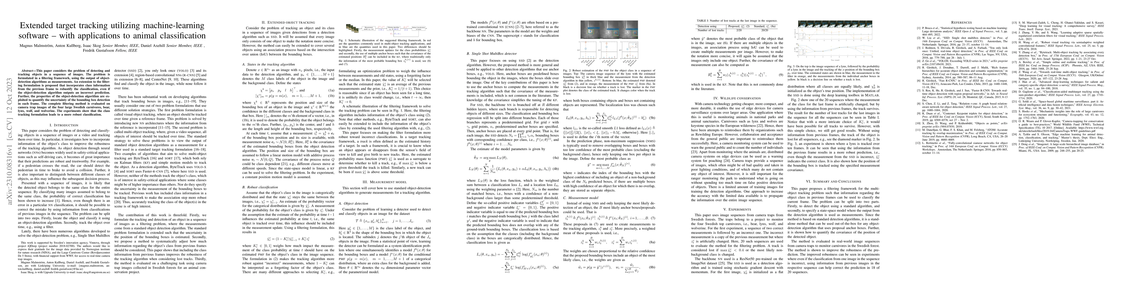 Thumbnail for Extended target tracking utilizing machine-learning software -- with
  applications to animal classification