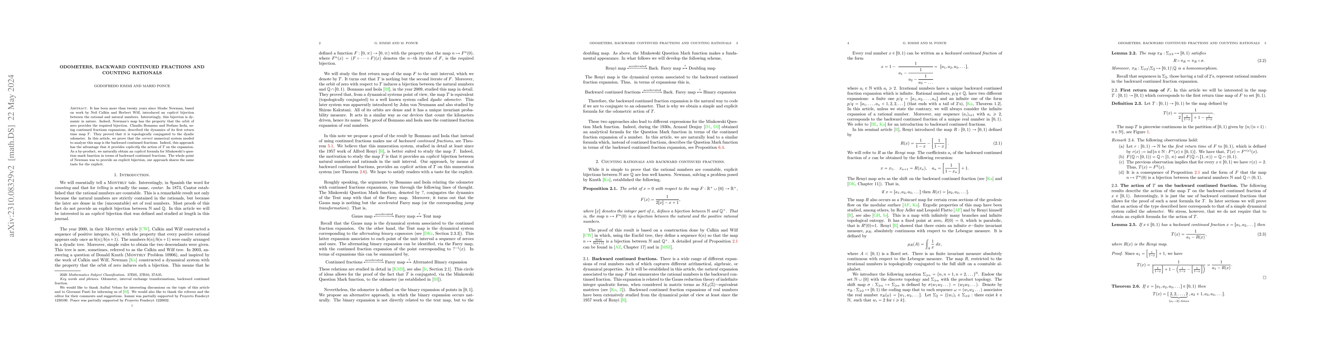 Thumbnail for Odometers, Backward continued fractions and counting rationals