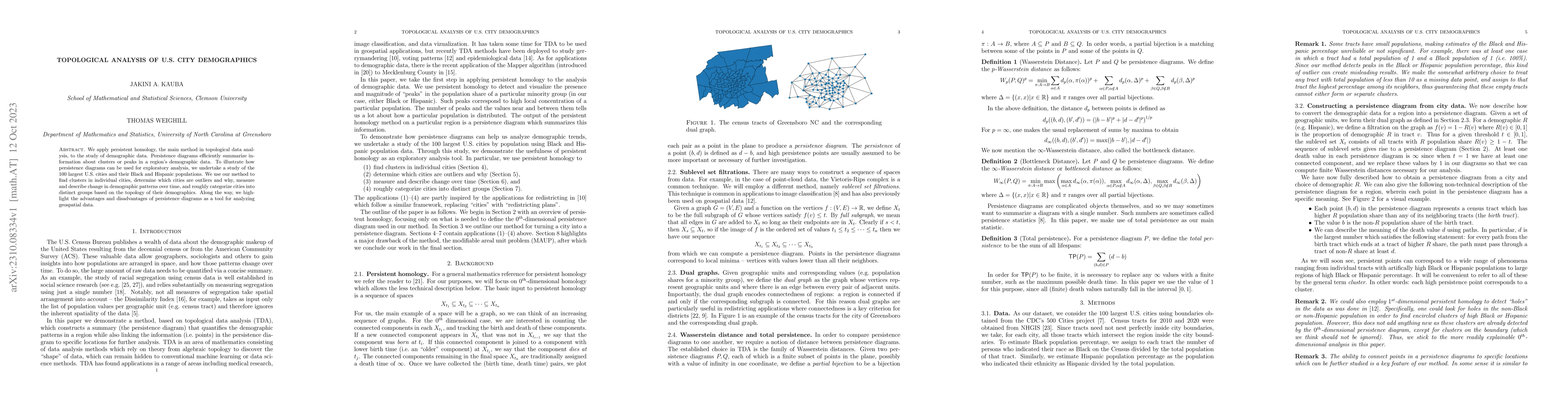 Thumbnail for Topological analysis of U.S. city demographics