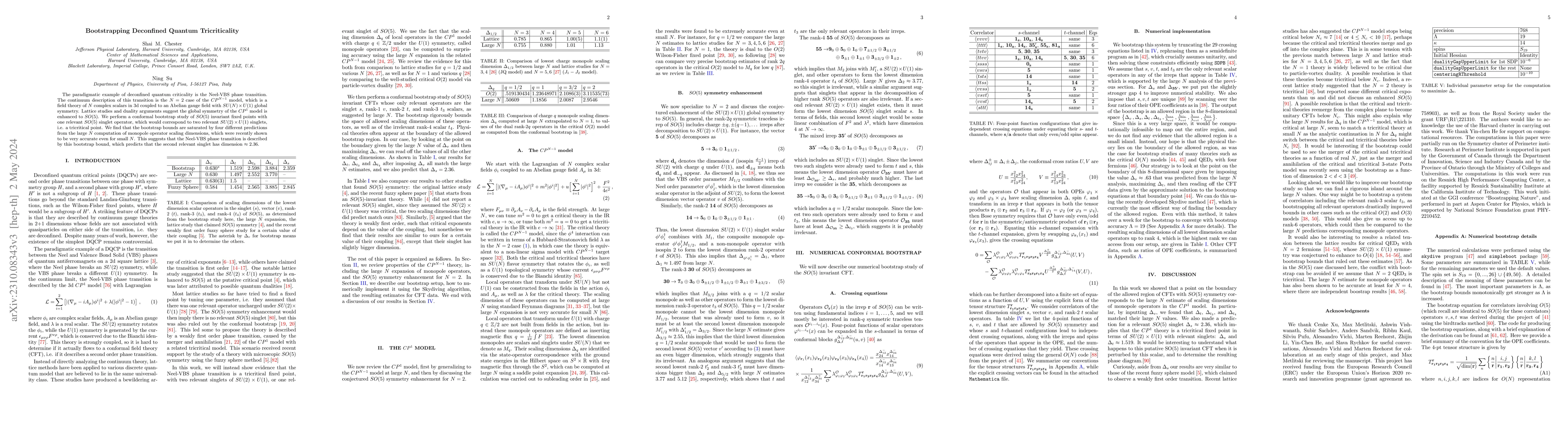 Thumbnail for Bootstrapping Deconfined Quantum Tricriticality