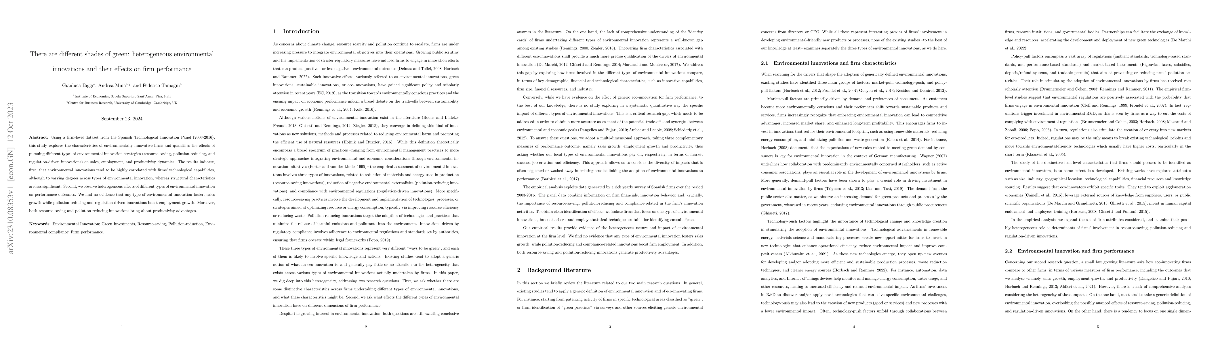 Thumbnail for There are different shades of green: heterogeneous environmental
  innovations and their effects on firm performance