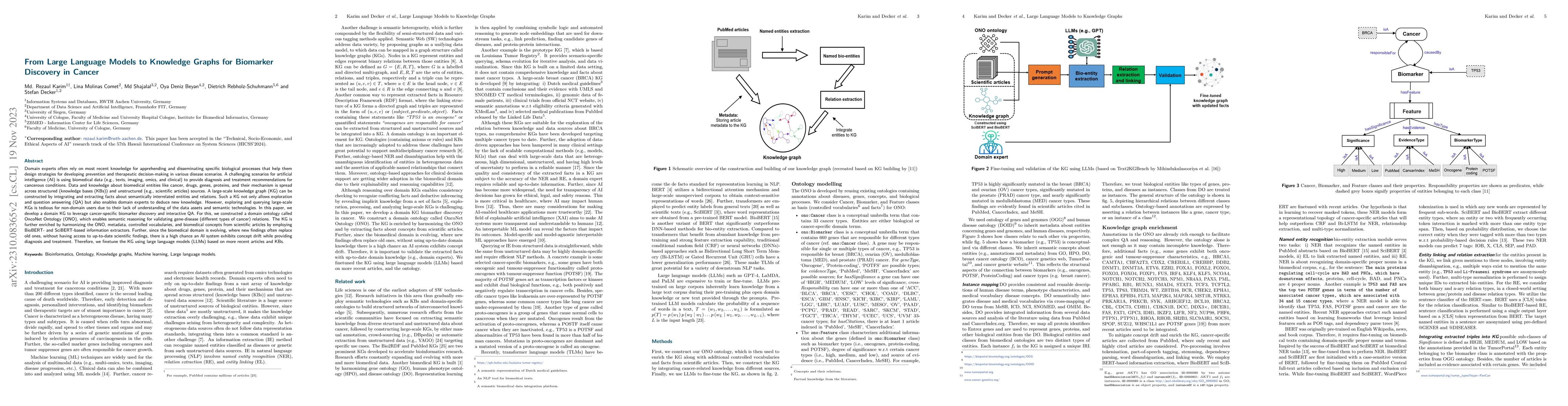 Thumbnail for From Large Language Models to Knowledge Graphs for Biomarker Discovery
  in Cancer