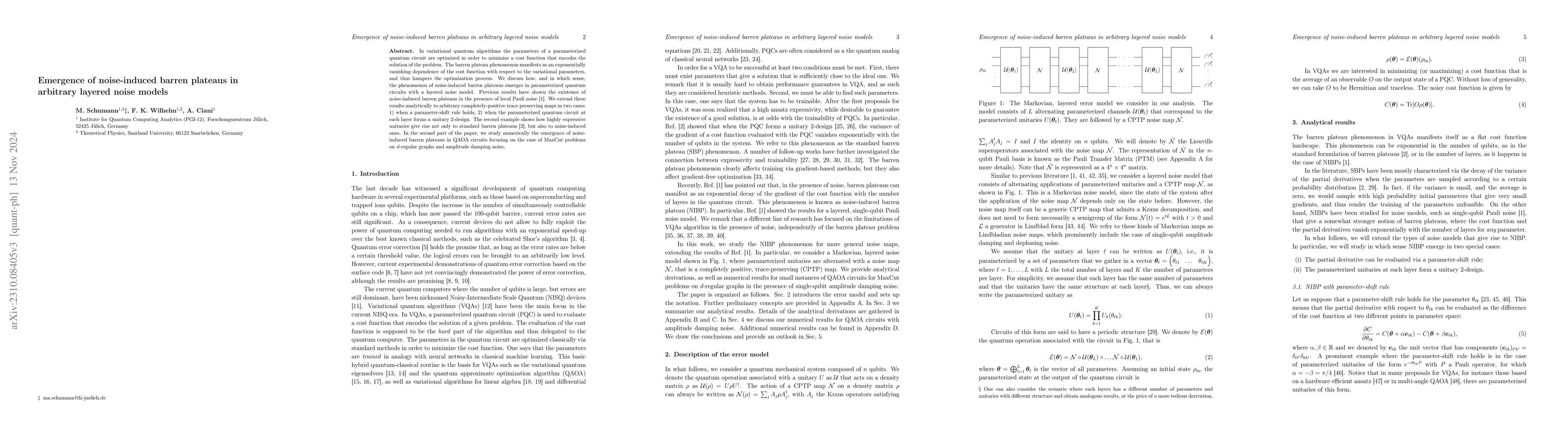 Thumbnail for Emergence of noise-induced barren plateaus in arbitrary layered noise
  models