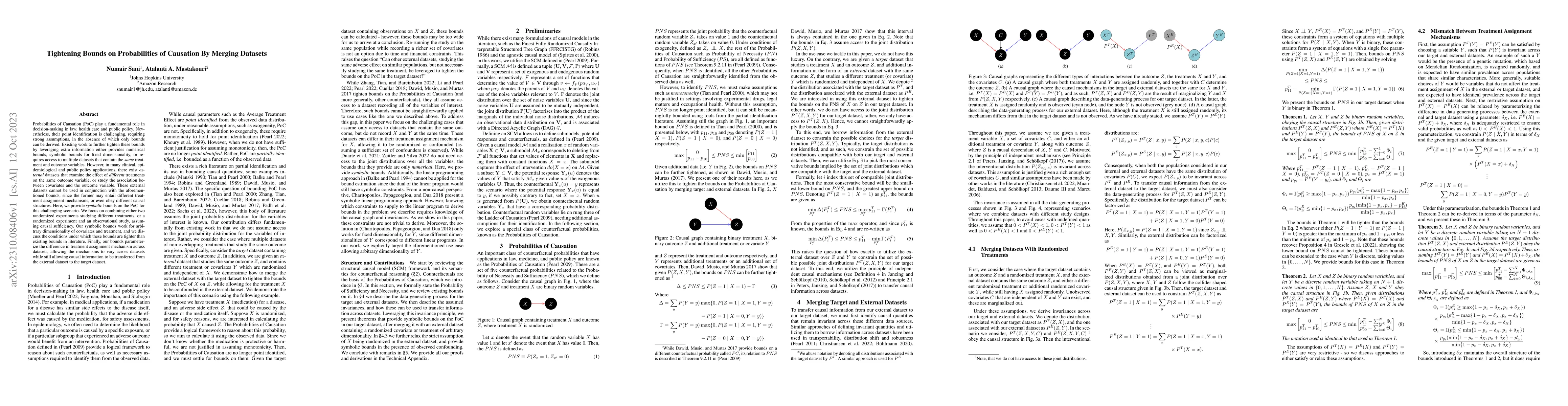 Thumbnail for Tightening Bounds on Probabilities of Causation By Merging Datasets