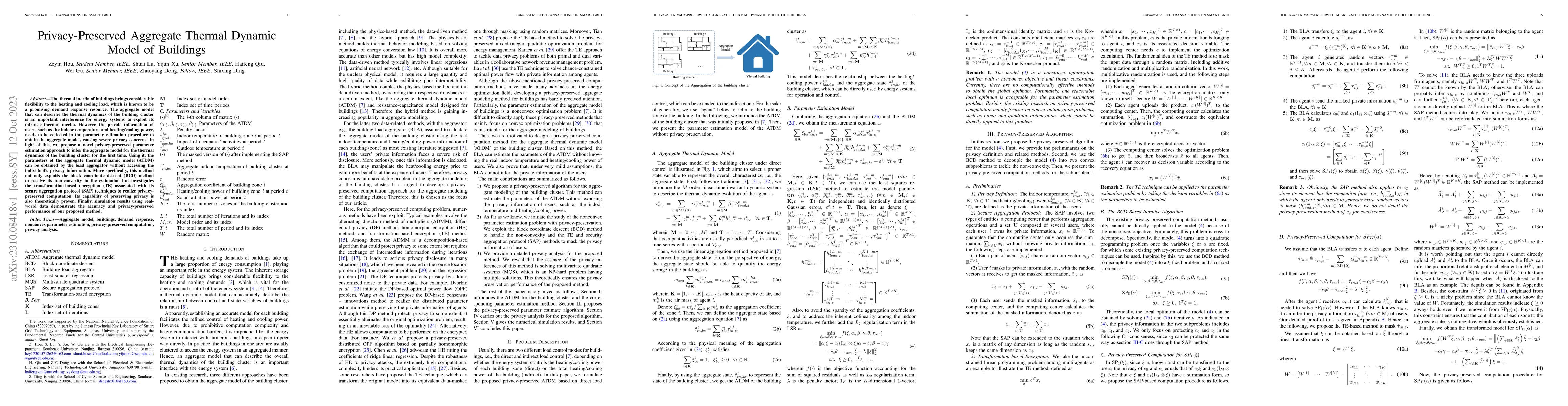 Thumbnail for Privacy-Preserved Aggregate Thermal Dynamic Model of Buildings