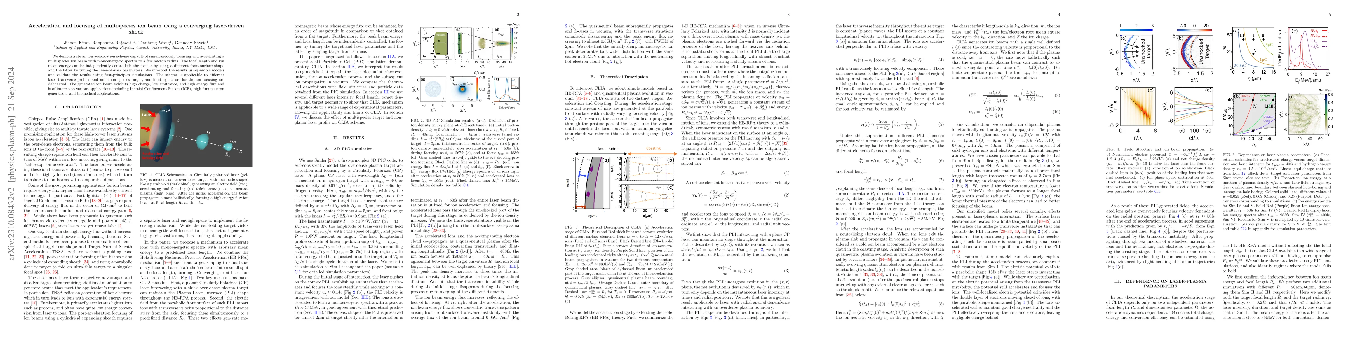 Thumbnail for Acceleration and focusing of multispecies ion beam using a converging
  laser-driven shock