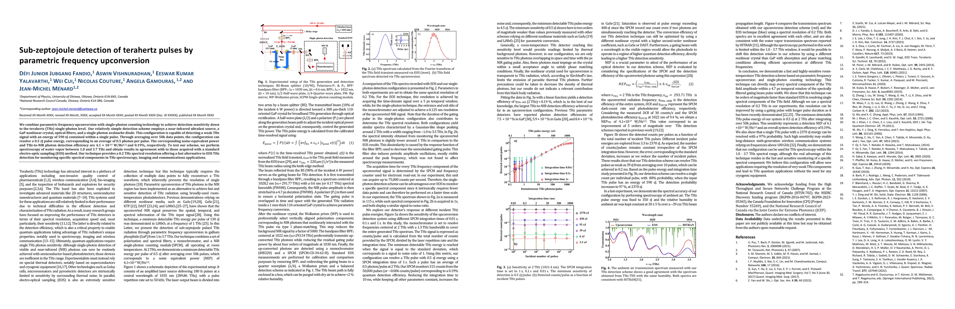 Thumbnail for Sub-zeptojoule detection of terahertz pulses by parametric frequency
  upconversion